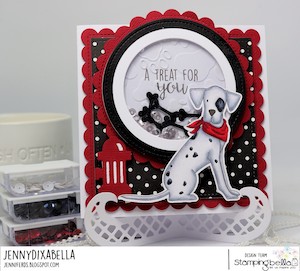 www.stampingbella.com: rubber stamp used: Boxer and Dalmation card made by JennyDixabella