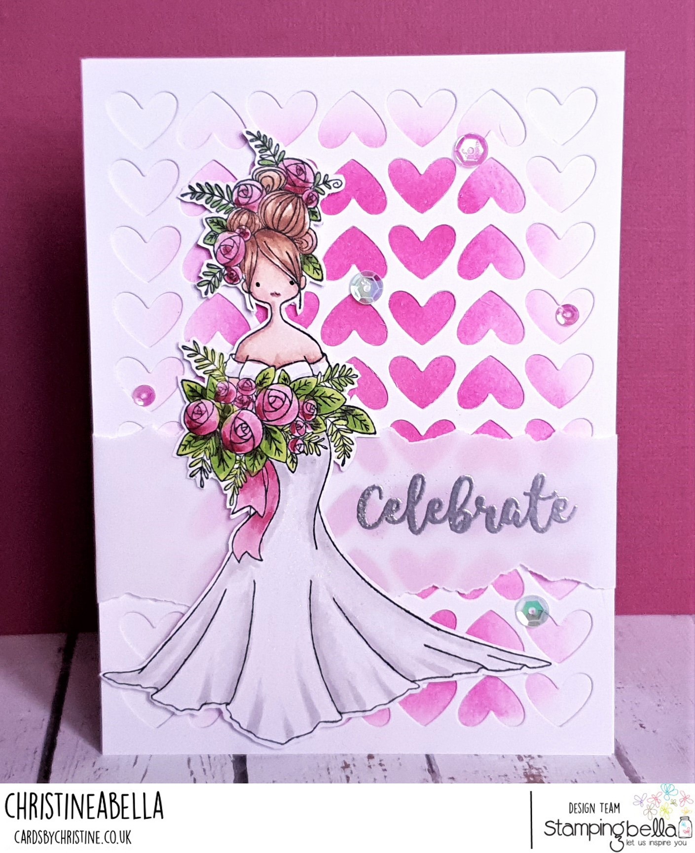 www.stampingbella.com.  Rubber stamp used: CURVY GIRL BRIDE.  Card by Christine Levison