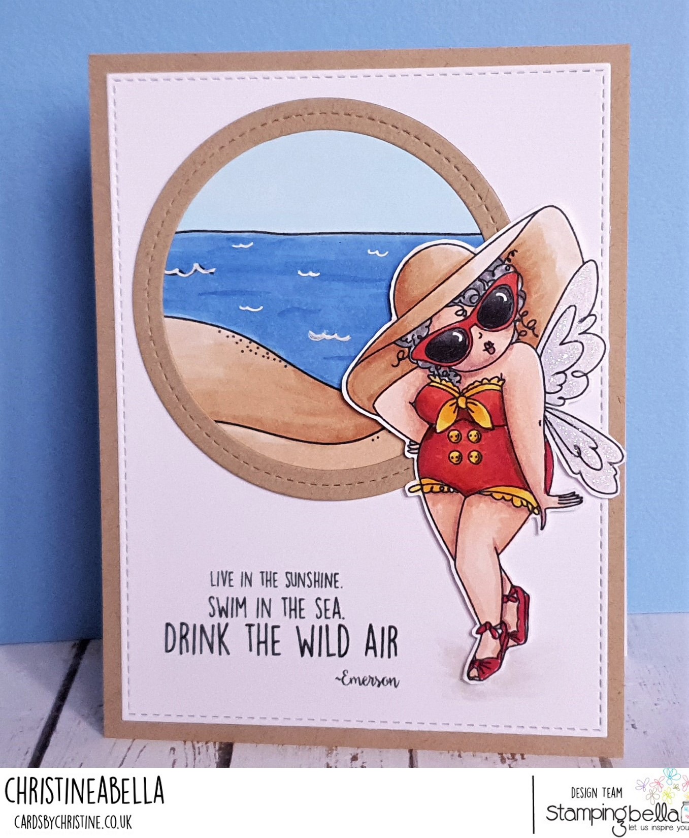 www.stampingbella.com: rubber stamps used: EDNA LOVES THE OCEAN, BEACH BACKDROP  Card by CHRISINE LEVISON