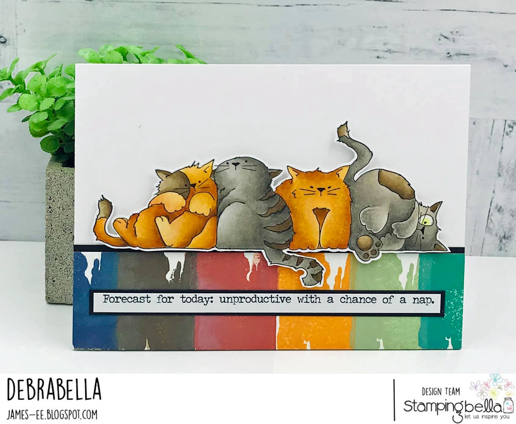 www.stampingbella.com: rubber stamps used: SQUISHY CATS  Card by DEBRA JAMES