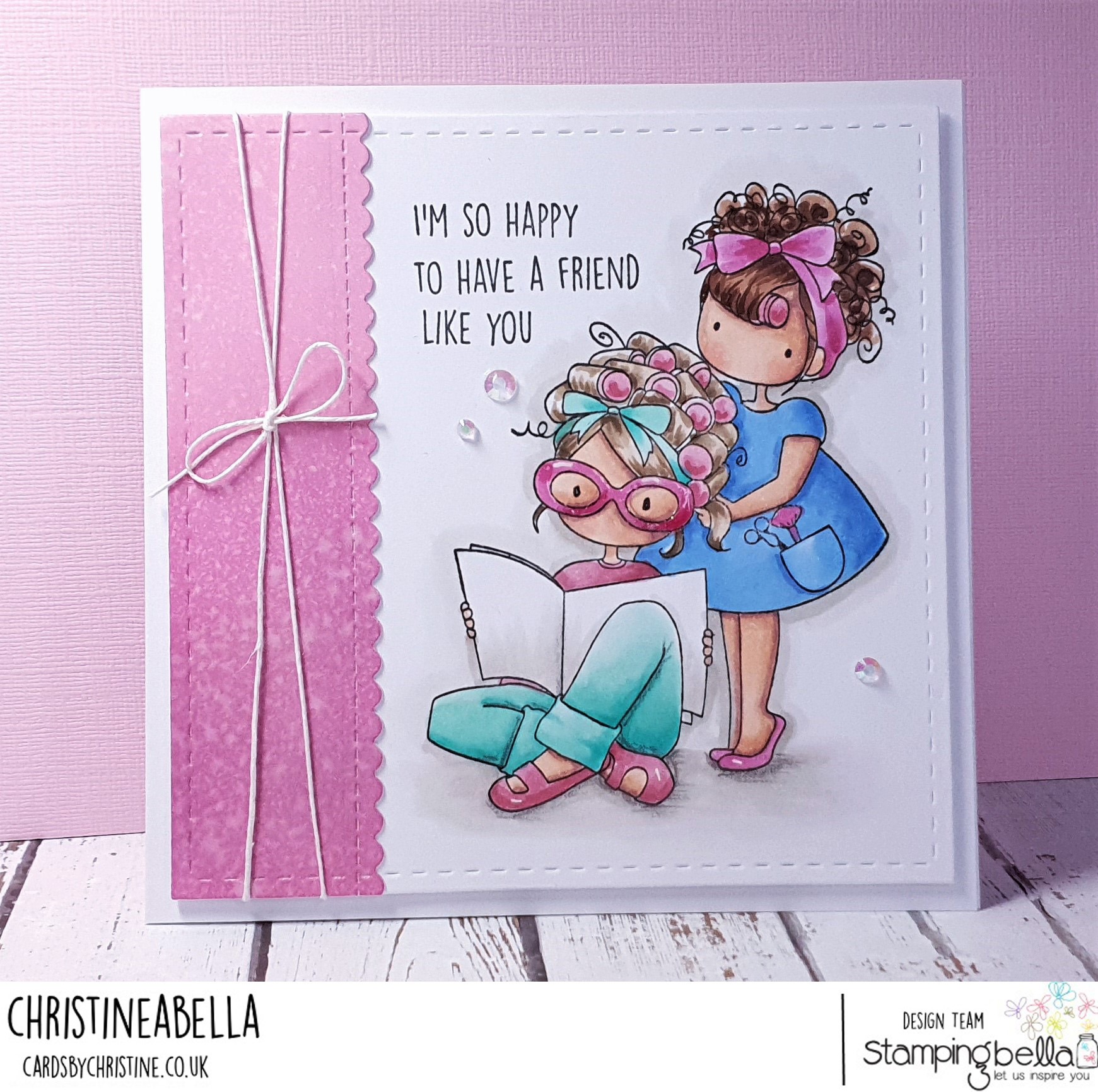 www.stampingbella.com: rubber stamp used TINY TOWNIE HAIR PLAY. Card by CHRISTINE LEVISON