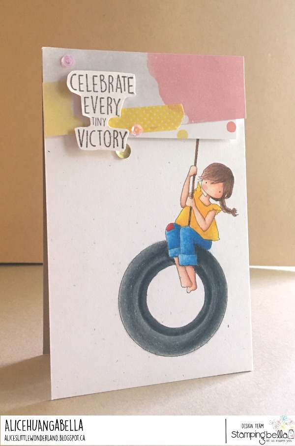 www.stampingbella.com: rubber stamp used TINY TOWNIE TIRE SWING  Card by ALICE HUANG