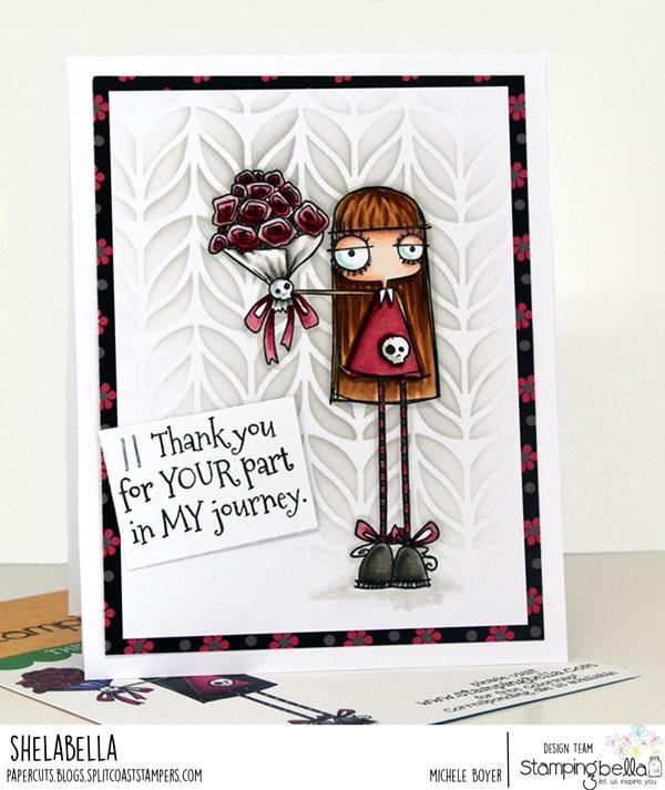 www.stampingbella.com: rubber stamp used ODDBALL BOUQUET. Card by Michele Boyer