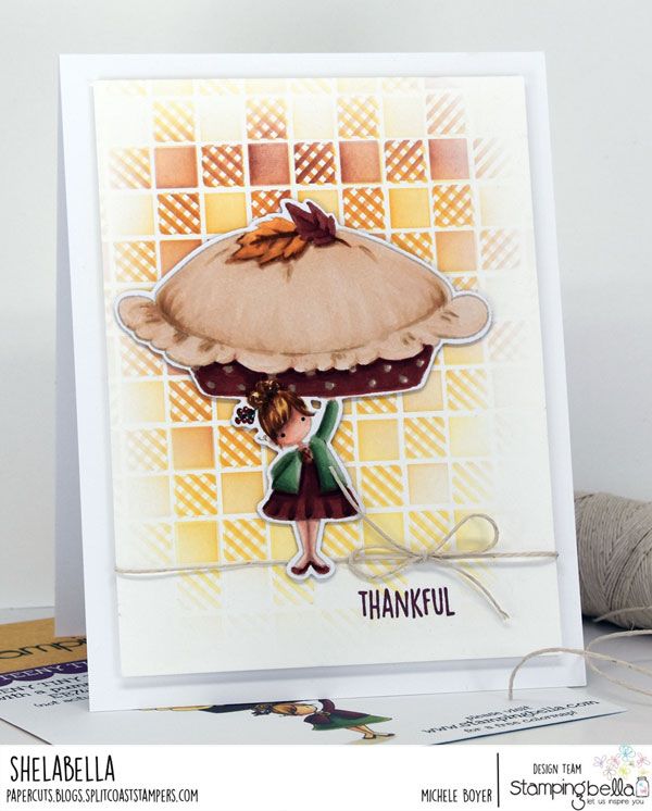 www.stampingbella.com: RUBBER STAMP USED: TEENY TINY WITH A PUMPKIN PIE.  CARD BY MICHELE BOYER