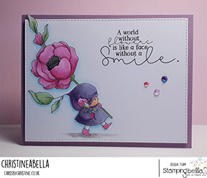www.stampingbella.com: rubber stamp used BUNDLE GIRL with a ROSE card by CHRISTINE LEVISON
