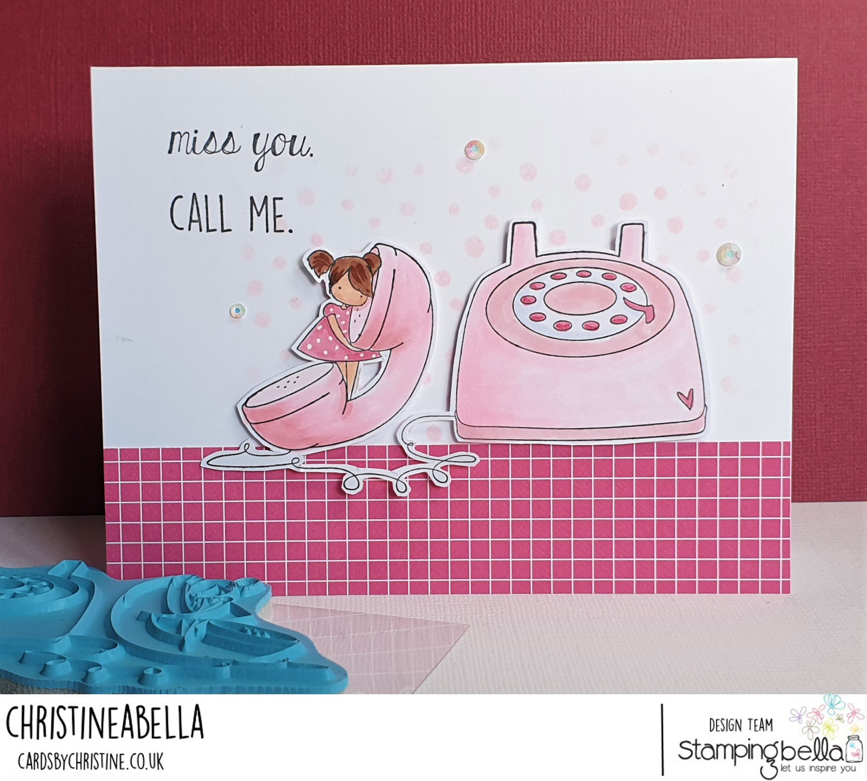 www.stampingbella.com: rubber stamp used: CALL ME TEENY TINY card by Christine Levison
