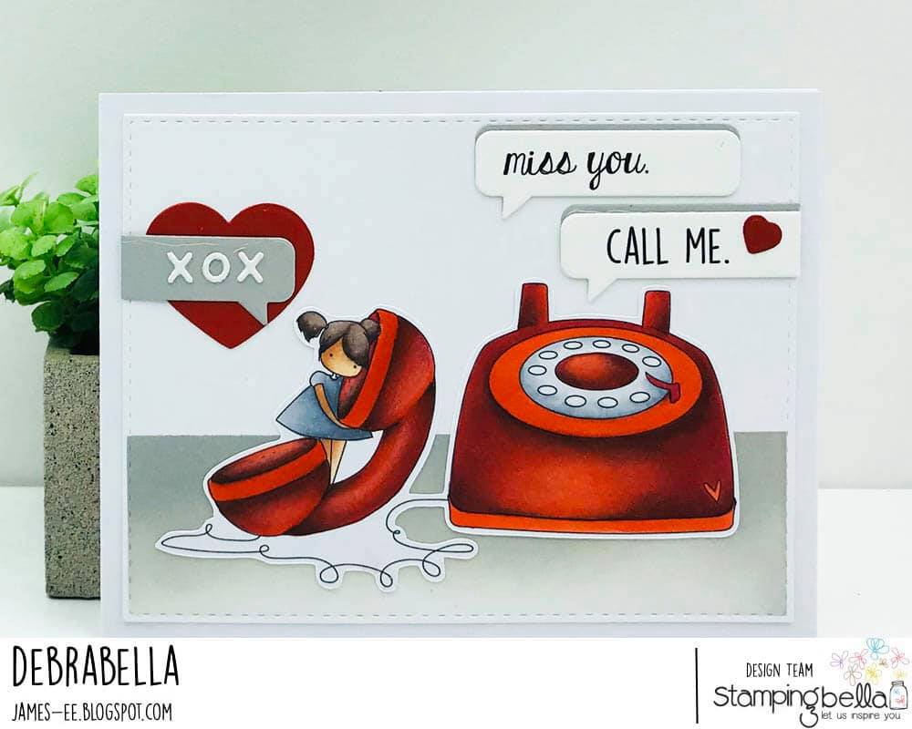 www.stampingbella.com: rubber stamp used: CALL ME TEENY TINY card by Debra James