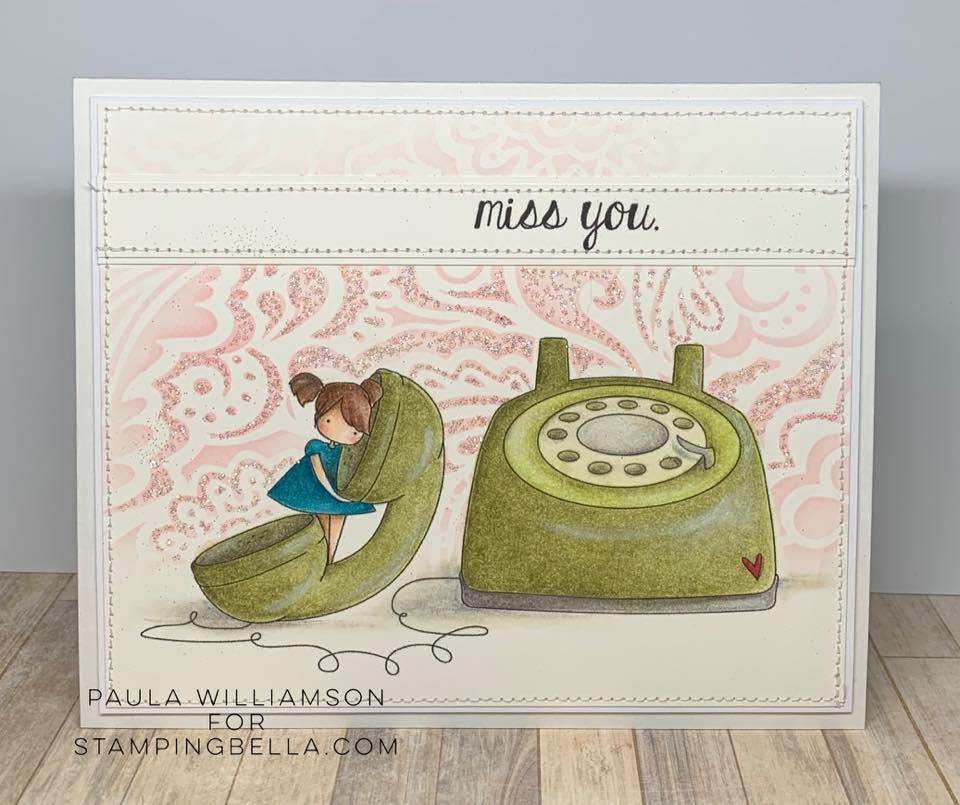 www.stampingbella.com: rubber stamp used: CALL ME TEENY TINY card by Paula Williamson