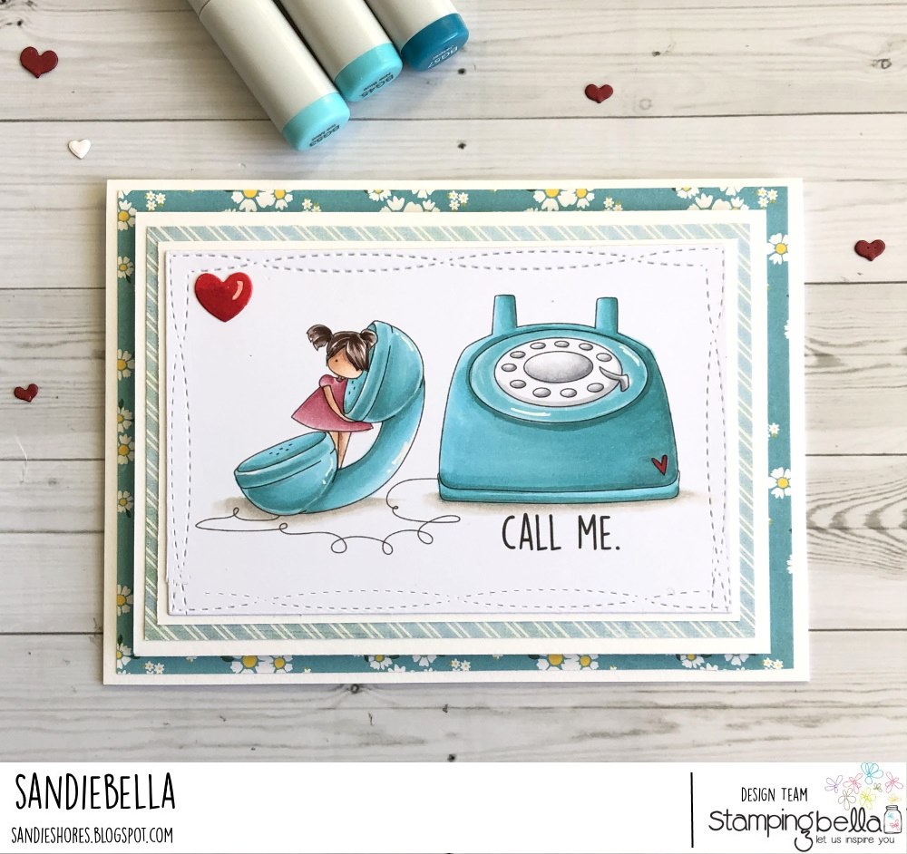 www.stampingbella.com: rubber stamp used: CALL ME TEENY TINY card by Sandie Dunne