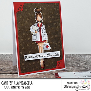 www.stampingbella.com: rubber stamp used CURVY GIRL DOCTOR card by Elaine Hughes