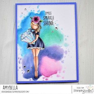 www.stampingbella.com: rubber stamp used CURVY GIRL WITH A DIAMOND card by Amy Young