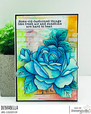 www.stampingbella.com: Rubber stamp used: EDGAR AND MOLLY VINTAGE FLOWER SET card by Debra James