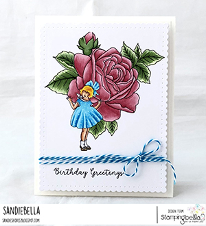 www.stampingbella.com: Rubber stamp used: EDGAR AND MOLLY VINTAGE FLOWER SET card by Sandie Dunne