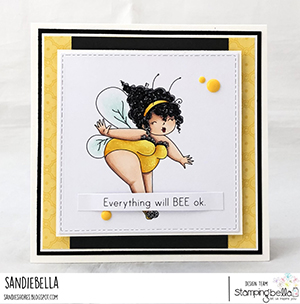 www.stampingbella.com: rubber stamp used EDNA THE BUMBLEBEE. card by Sandie Dunne