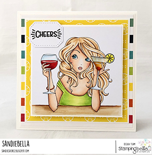 www.stampingbella.com: Rubber stamp used: MOCHI PARTY GIRL card by Sandie Dunne