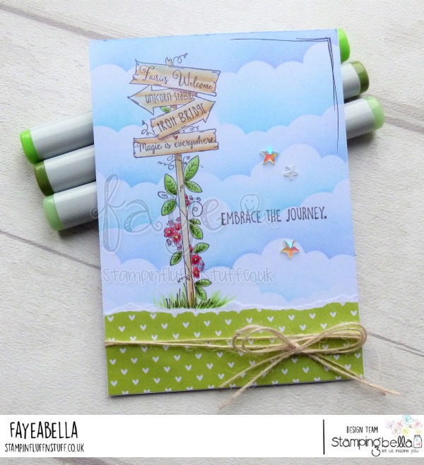www.stampingbella.com: rubber stamp used tiny townie fairy garden fairy sign: card by FAYE WYNN JONES