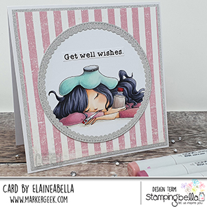 www.stampingbella.com: Rubber stamp used: UNDER THE WEATHER MOCHI GIRL card by Elaine Hughes