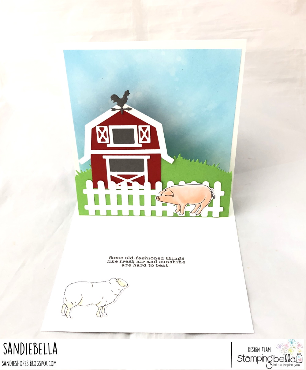 Thursday with Sandiebella: Create a Vintage Farm Animals Pop Up Insert Card  | stamping bella
