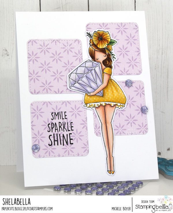 www.stampingbella.com: rubber stamp used  CURVY GIRL WITH A DIAMOND. card by MICHELE BOYER