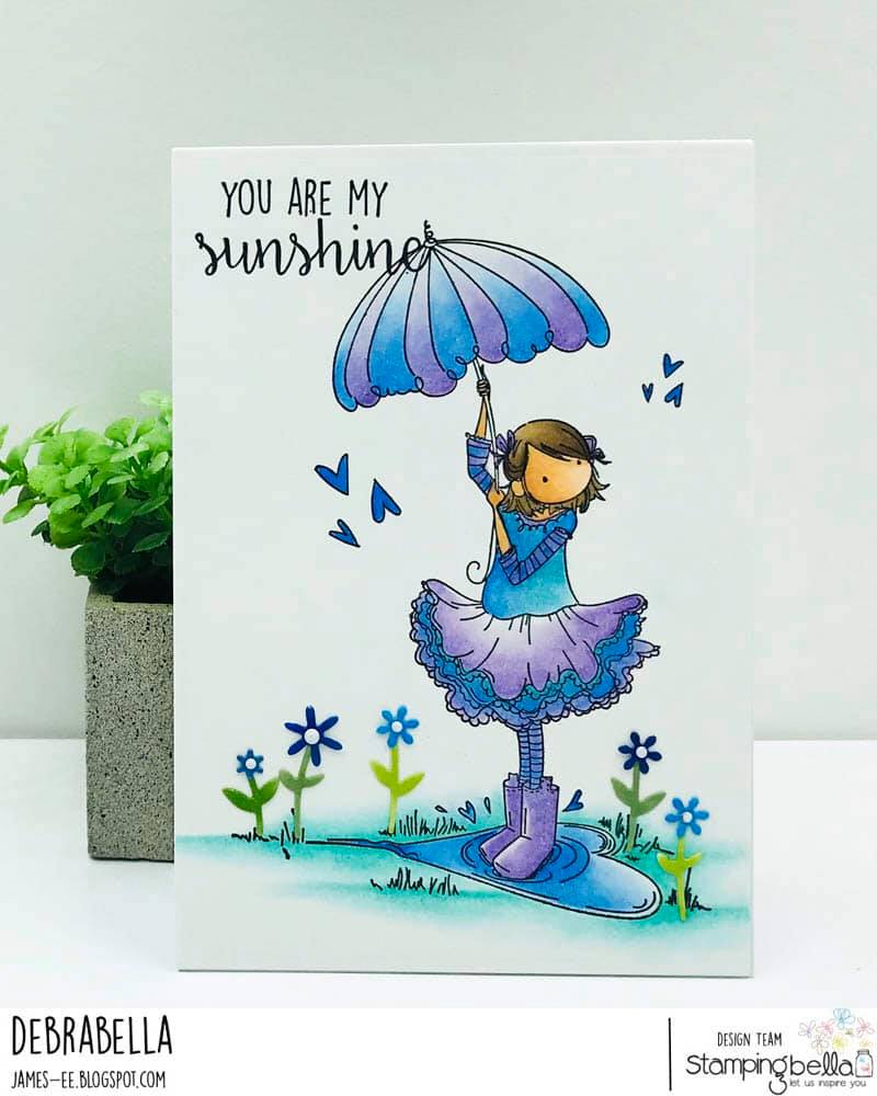 www.stampingbella.com: Rubber stamp used: TINY TOWNIE RACHEL loves the RAIN card by Debra James
