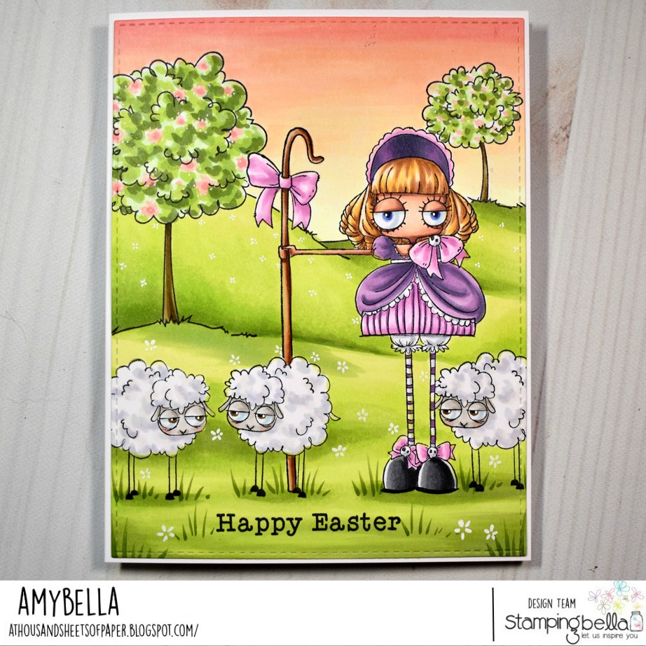 www.stampingbella.com. Rubber stamp used:  ODDBALL LITTLE BO PEEP. card by Amy Young