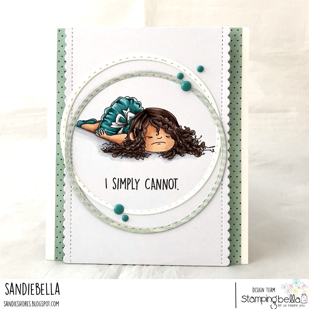 www.stampingbella.com: rubber stamp used:  THE SQUIDGY WHO COULDN'T card by SANDIE DUNNE