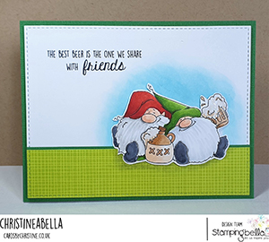 www.stampingbella.com: rubber stamp used: BEER GNOMES card by Christine Levison