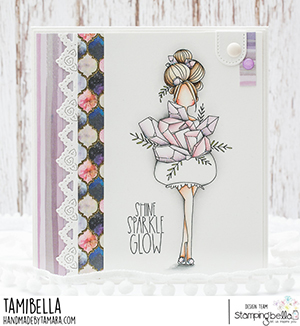 www.stampingbella.com: rubber stamp used: CURVY GILR COLLECTS CRYSTALS card by Tamara Potocnik
