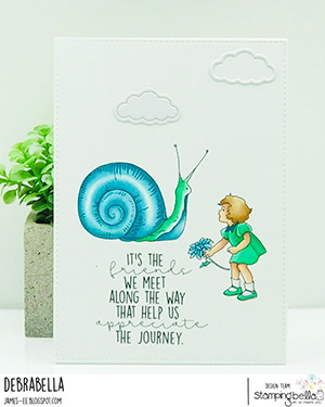 www.stampingbella.com: rubber stamp used: EDGAR AND MOLLY VINTAGE SNAIL SET card by Debra James