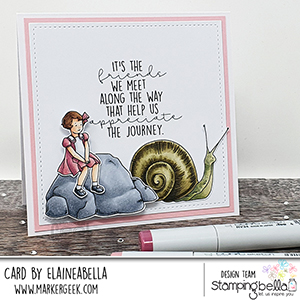 www.stampingbella.com: rubber stamp used: EDGAR AND MOLLY VINTAGE SNAIL SET card by Elaine Hughes