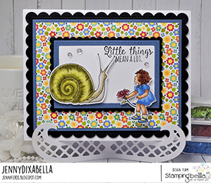 www.stampingbella.com: rubber stamp used: EDGAR AND MOLLY VINTAGE SNAIL SET card by Jenny Dix