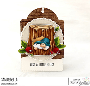 www.stampingbella.com: rubber stamp used: GNOME IN. A TREE card by Sandie Dunne