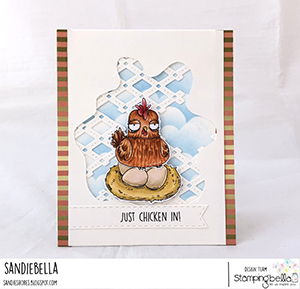 www.stampingbella.com: rubber stamp used: ODDBALL FARM BIRDS E set and card by Sandie Dunne