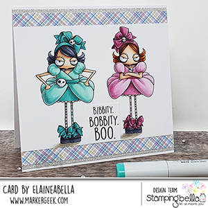 www.stampingbella.com: rubber stamp used: ODDBALL STEPSISTERS. card by Elaine Hughes