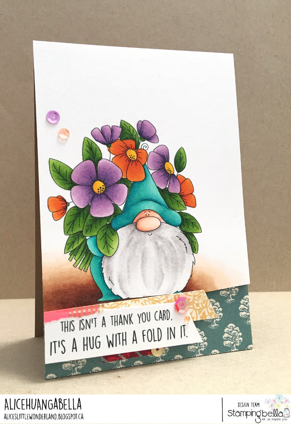 www.stampingbella.com/ rubber stamp used: FLOWERY GNOME. card by ALICE HUANG