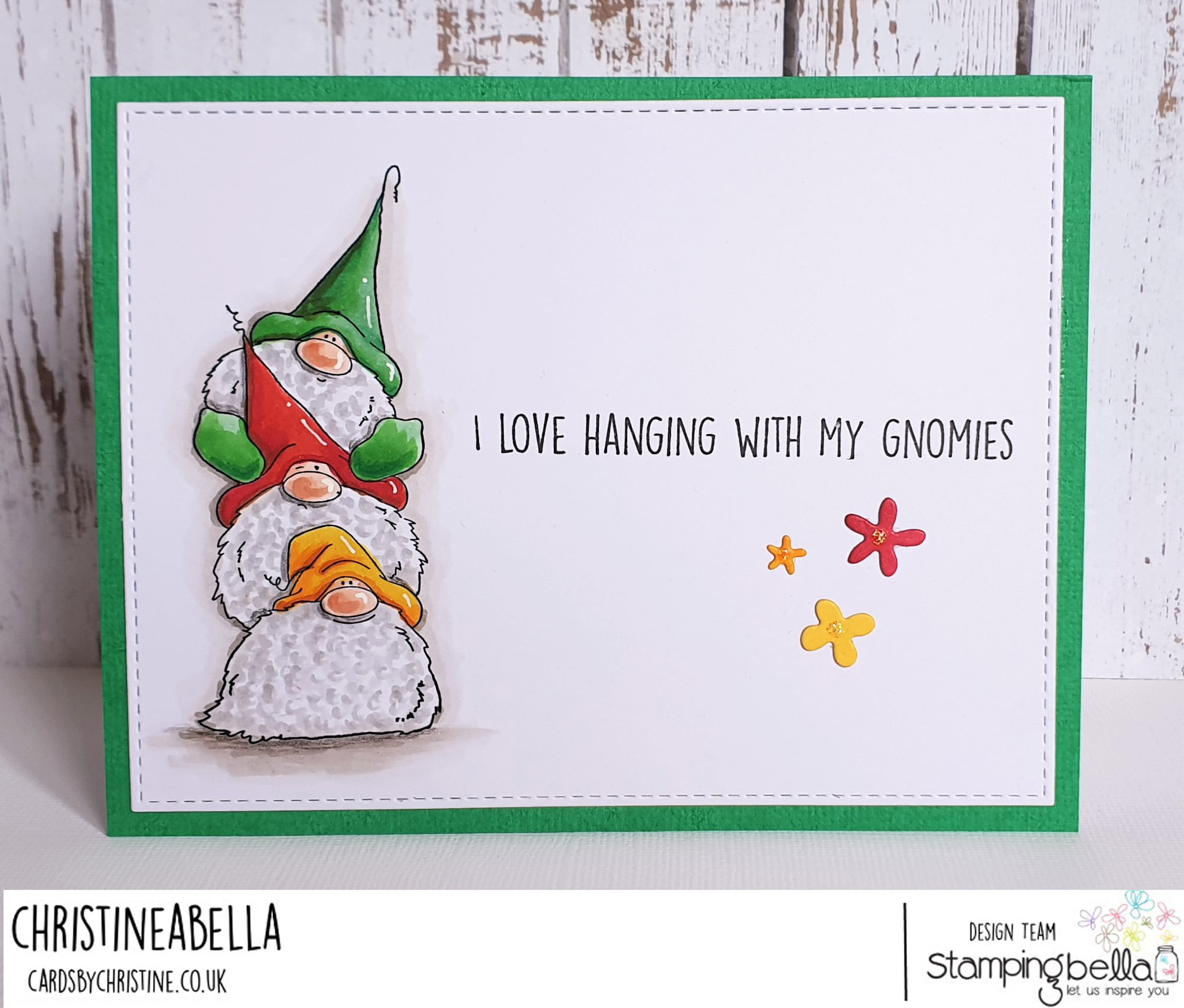 www.stampingbella.com. Rubber stamp used: GNOME PILE. card by Christine Levison