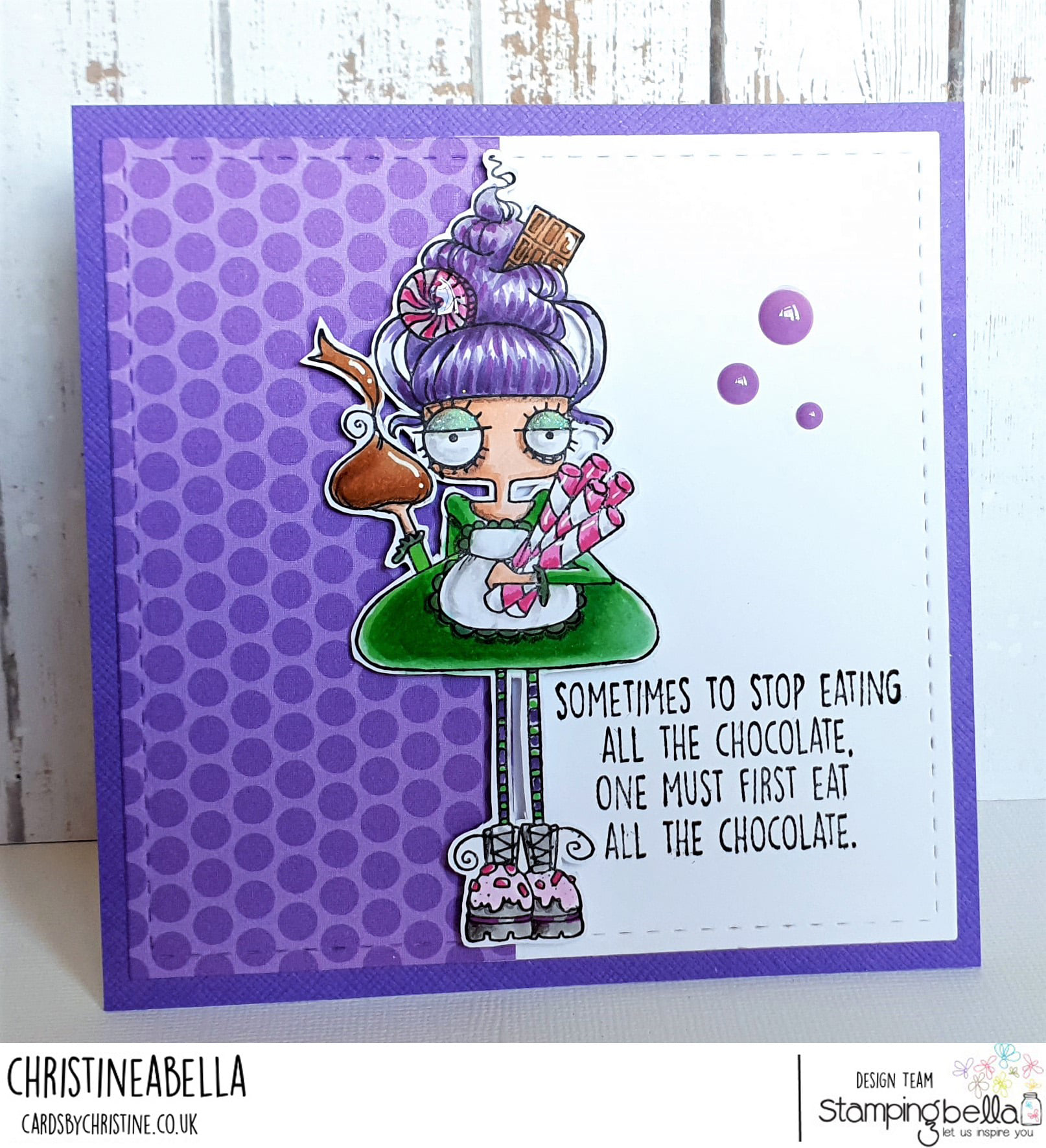www.stampingbella.com: rubber stamp used : ODDBALL WITH A SWEET TOOTH card by CHRISTINE LEVISON