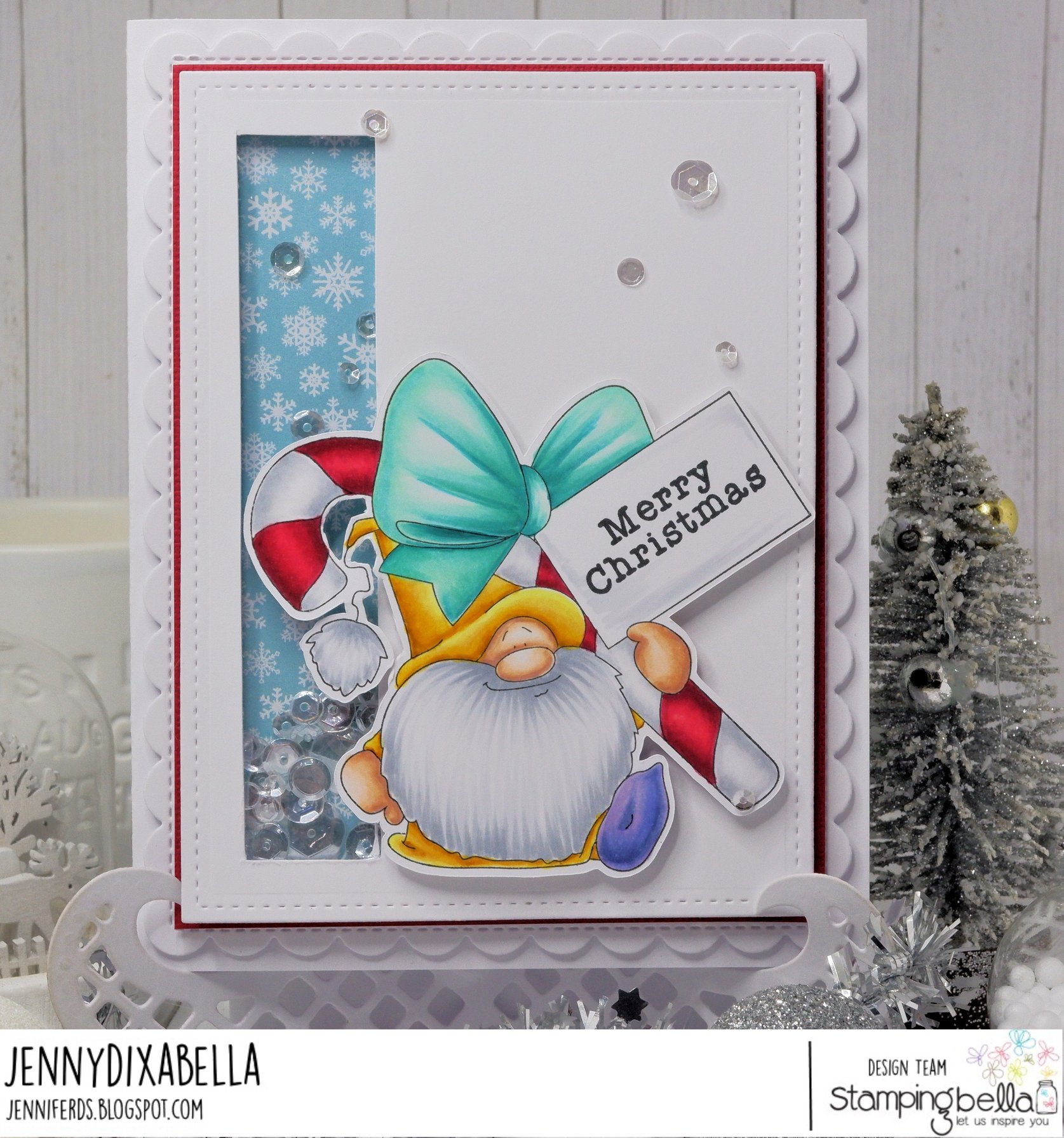 www.stampingbella.com. Rubber stamp used: the Gnome and the Candy Cane. card by Jenny Dix