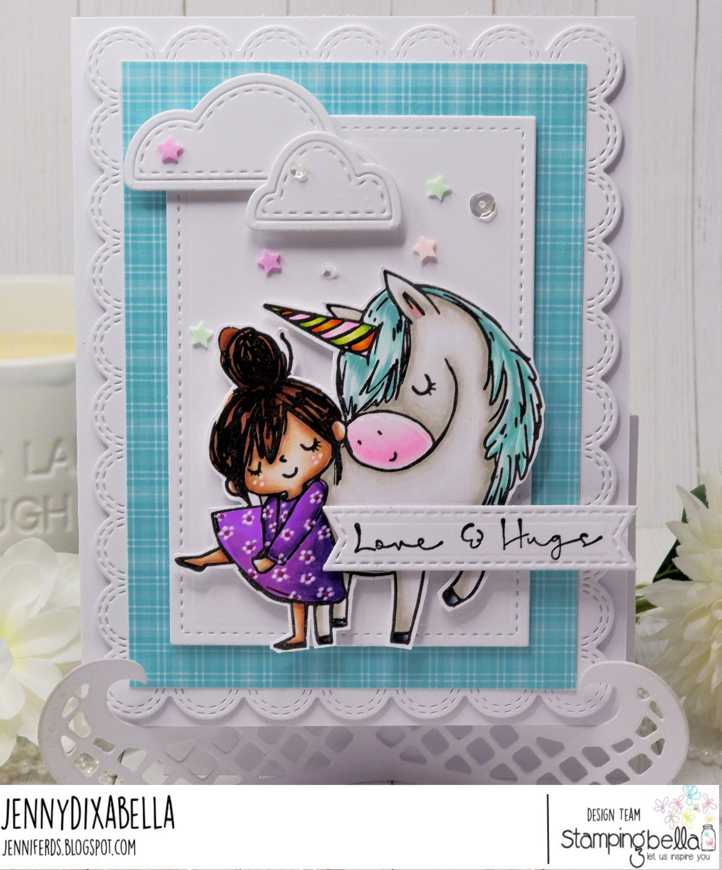 www.stampingbella.com: rubber stamp used: meet Rosie and bernie card by Jenny Dix