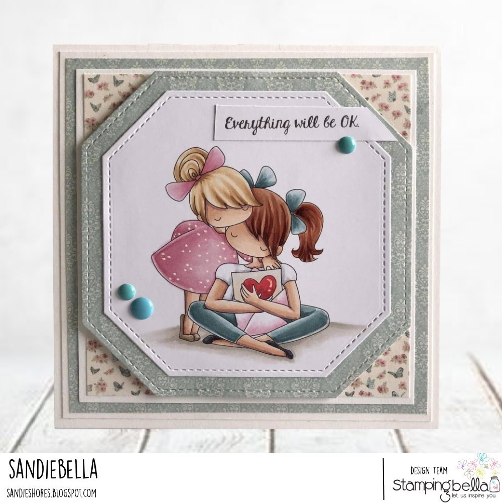 www.stampingbella.com: rubber stamp used: THERE THERE TINY TOWNIE card by Sandie DUNNE