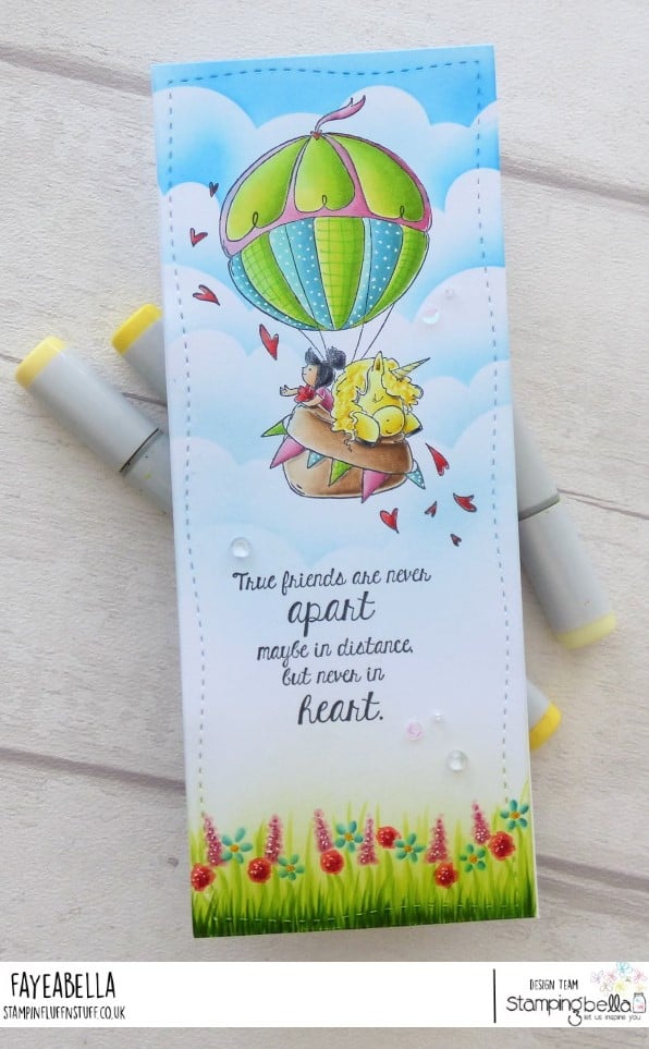www.stampingbella.com: rubber stamp used: UP UP AND AWAY rosie and bernie card by Faye Wynn Jones