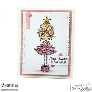 www.stampingbella.com: rubber stamp used: CHRISTMAS TREE ODDBALL card by Sandie Dunne