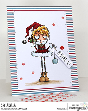 www.stampingbella.com: rubber stamp used: GIRL ELF card by Michele Boyer