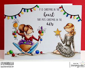 www.stampingbella.com. Rubber stamp used: BUNDLE GIRLS OPHELIA and ODELIA card by Stephanie Hill