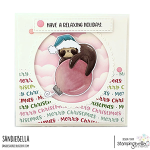 www.stampingbella.com. Rubber stamp used: SLOTH ORNAMENT card by Sandie Dunne