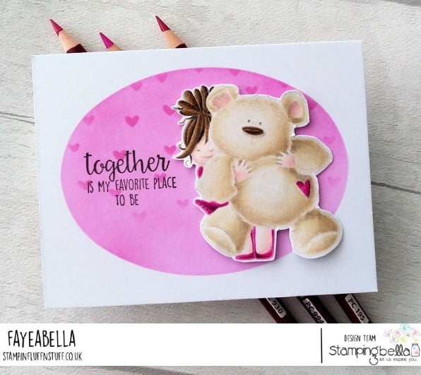 www.stampingbella.com: rubber stamp used SQUIDGY AND TEDDY  . Card by FAYE WYNN JONES