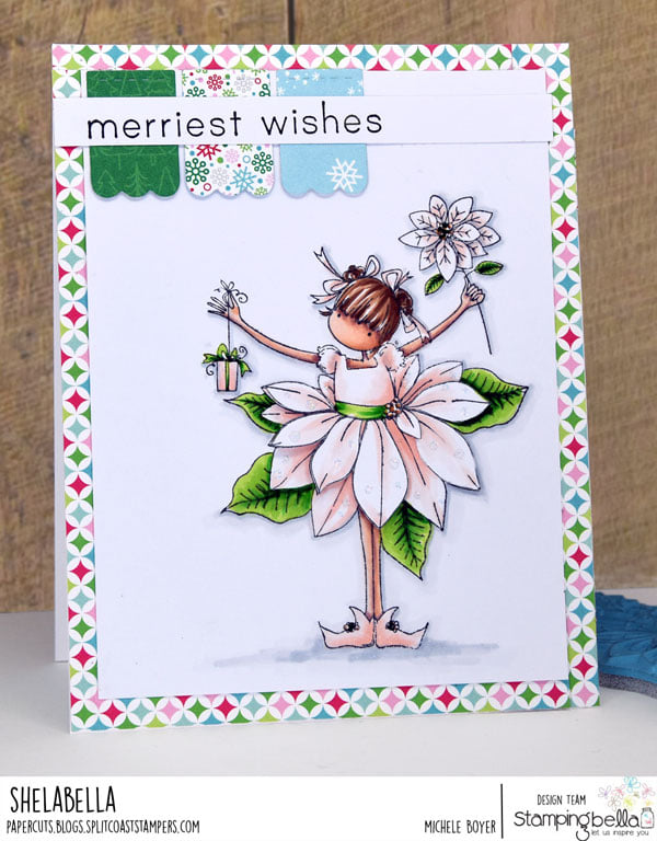 www.stampingbella.com: rubber stamp used TINY TOWNIE GARDEN GIRL WATER LILY  . Card by Michele Boyer