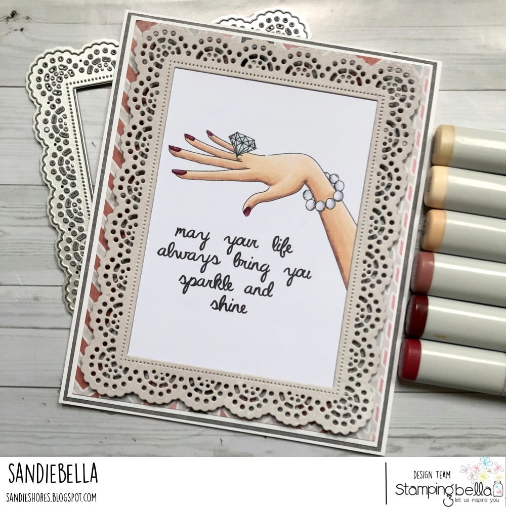 www.stampingbella.com: rubber stamp used : CLOSEUPS BIG ROCK card by SANDIE DUNNE