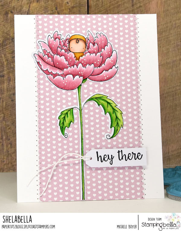 www.stampingbella.com: rubber stamp used : LONG STEMMED BABY PEONY card by Michele Boyer