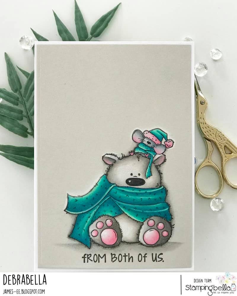 www.stampingbella.com: rubber stamp used : POLAR BEAR AND MOUSIE card by Debra James